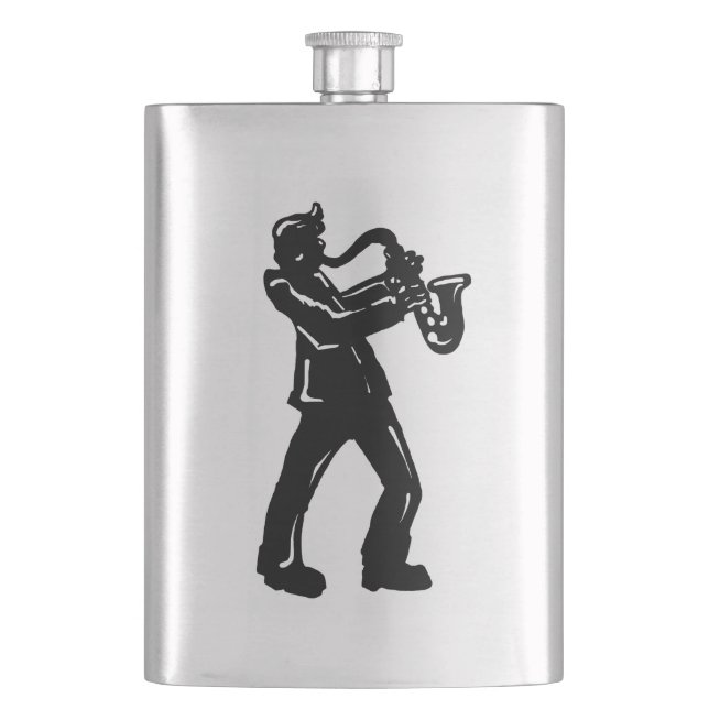 Petaca Noches de boogie en Nueva York Arcoiris saxofón (Anverso)