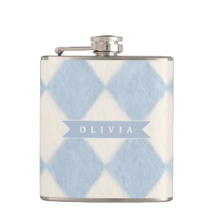Petaca Nombre Argyle Borroso Azul Suave Preppy Personaliz