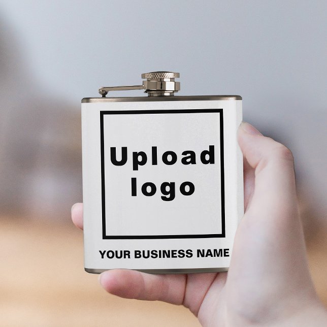 Petaca Nombre comercial y logotipo en la máscara envuelta (Your business name and logo on vinyl wrapped flask.)