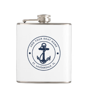 Petaca Nombre de barco ancla náutica personalizado
