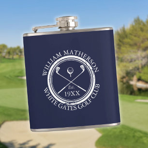 Petaca Nombre de Club de Golf Azul Marinho Personalizado