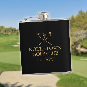 Petaca Nombre de club de golf personalizado en negro y do