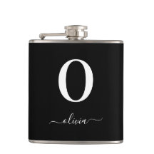 Nombre De Guión Monograma Personalizado Blanco Y N