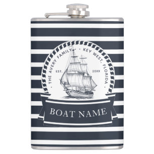 Petaca Nombre de la familia Navy Blue Luxury Boat