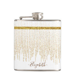 Petaca Nombre de monograma con brillo dorado elegante