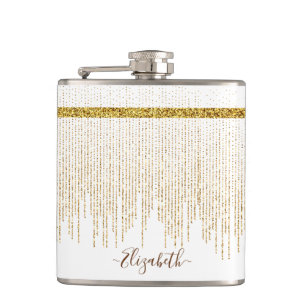 Petaca Nombre de monograma con brillo dorado elegante