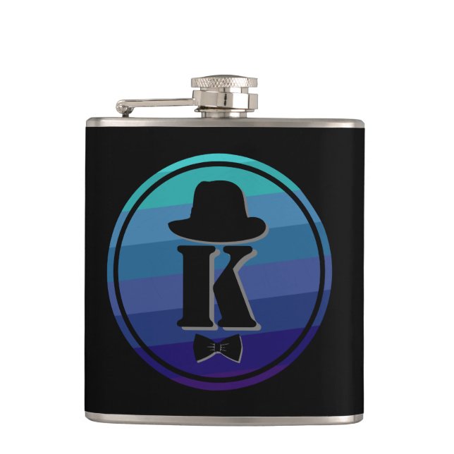 Petaca Nombre De Ombre Azul Monograma Inicial Para Hombre (Anverso)