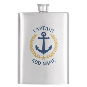 Petaca Nombre del Capitán Anchor Nautico Laurel de estilo
