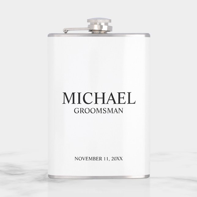 Petaca Nombre del Groomsman personalizado clásico (Subido por el creador)