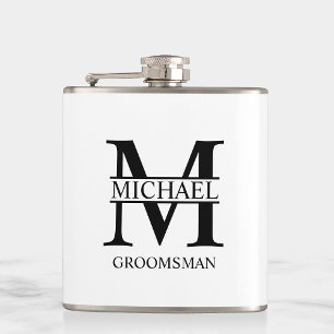 Petaca Nombre del Groomsman personalizado clásico