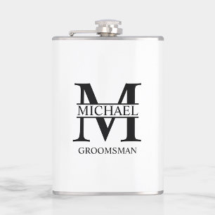 Petaca Nombre del Groomsman personalizado clásico