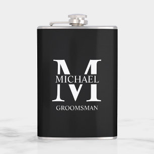 Petaca Nombre del Groomsman personalizado clásico