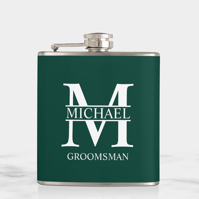 Petaca Nombre del Groomsman personalizado clásico (Subido por el creador)