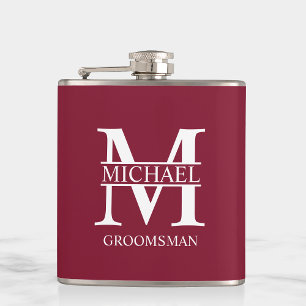 Petaca Nombre del Groomsman personalizado clásico