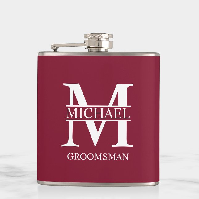 Petaca Nombre del Groomsman personalizado clásico (Subido por el creador)
