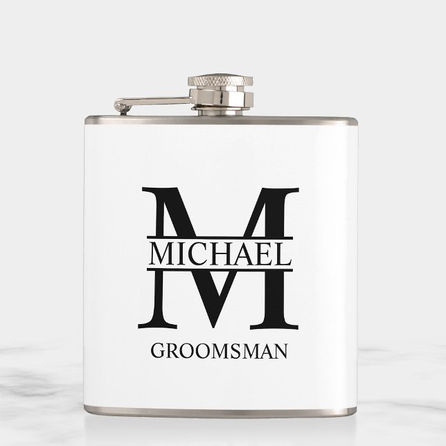 Petaca Nombre del Groomsman personalizado clásico (Subido por el creador)