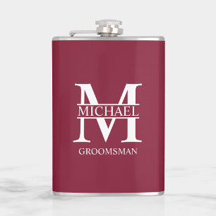 Petaca Nombre del Groomsman personalizado clásico