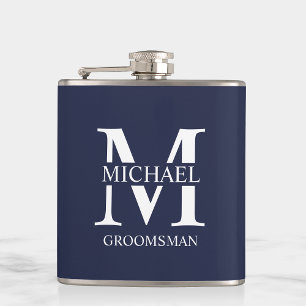 Petaca Nombre del Groomsman personalizado clásico