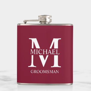 Petaca Nombre del Groomsman personalizado clásico