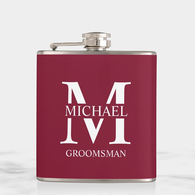 Petaca Nombre del Groomsman personalizado clásico (Subido por el creador)