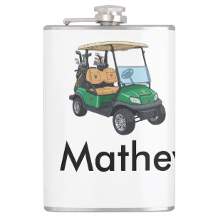 Petaca nombre del hombre del coche de golf verde regalos 