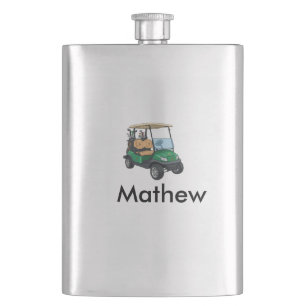 Petaca nombre del hombre del coche de golf verde regalos 