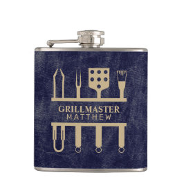 Petaca Nombre del maestro de la parrilla textura de cuero