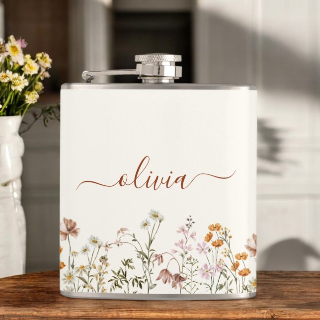 Petaca Nombre del monograma de la flor silvestre Boho Ter (Subido por el creador)
