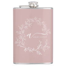 Nombre del Monograma de Rubor Dusty Pink Moderne S