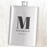 Petaca Nombre del monograma del Groomsman<br><div class="desc">Diseño de nombres de monograma minimalistas de tipografía moderna que se puede cambiar para personalizar. Perfecto para agradecer a su Groomsman toda su ayuda y apoyo para hacer que su boda sea asombroso.</div>