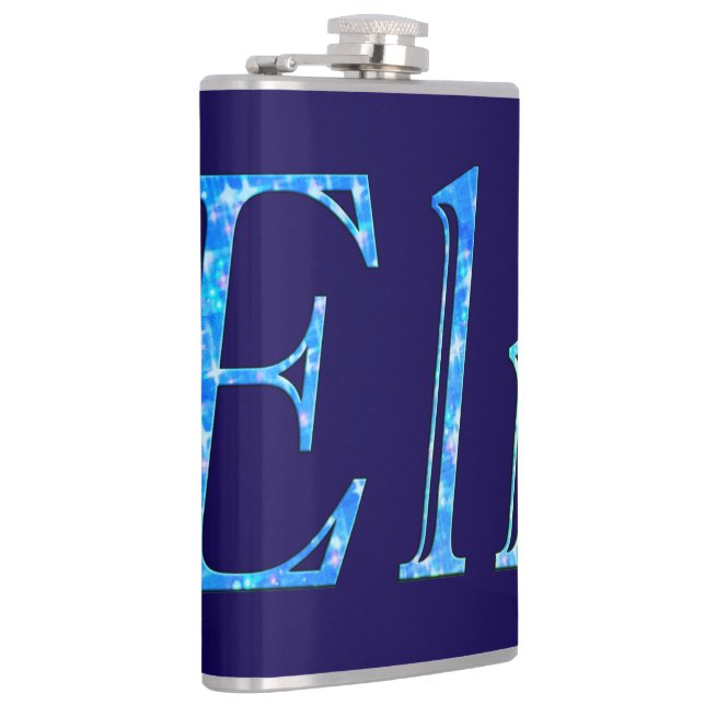 Petaca Nombre Eli Estrellado Azul, (Derecha)