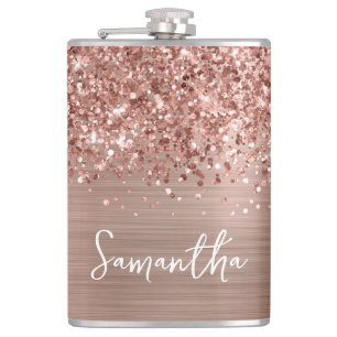Petaca Nombre Glam Oro Rosa Brillante