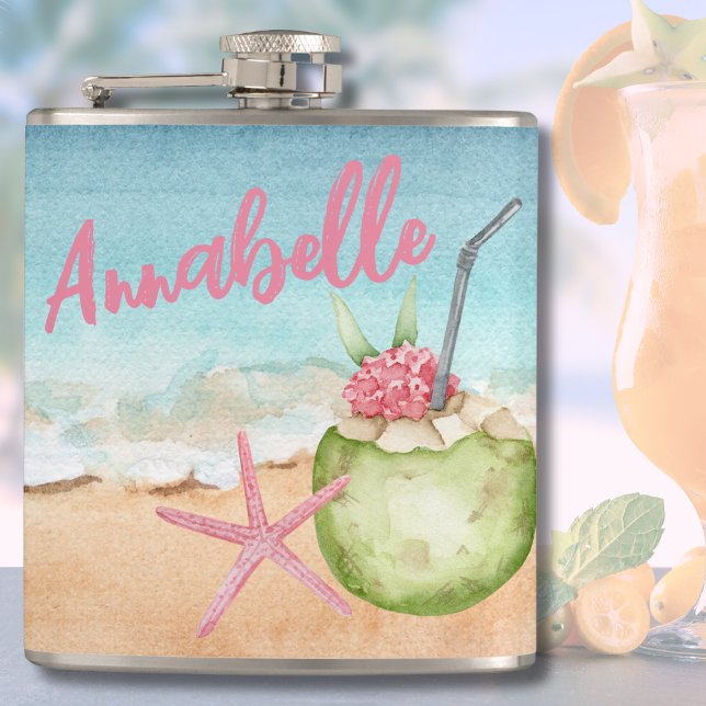 Petaca Nombre Lindo de Moda Cóctel de Playa Tropical (Cute Beach Tropical Flask)