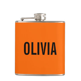 Petaca Nombre moderno del Naranja del atardecer | Minimal