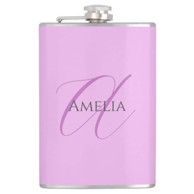 Petaca Nombre Monograma Letra inicial Orquídea & Lilac (Anverso)
