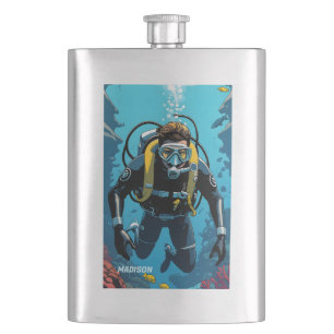 Petaca Nombre personalizado Buceador Scuba