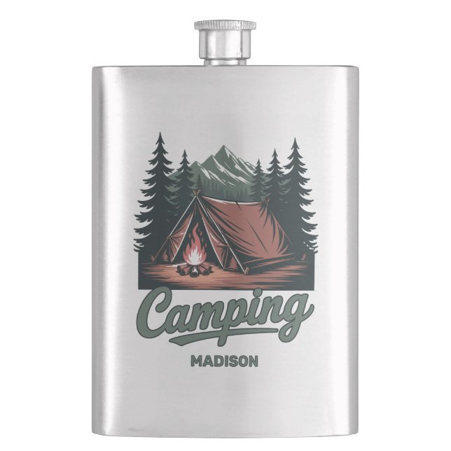 Petaca Nombre personalizado Camping (Anverso)