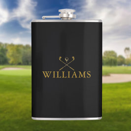 Petaca Nombre Personalizado Clubes Golf Gold Y Black