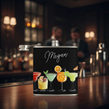 Nombre personalizado con cócteles coloridos dibuja