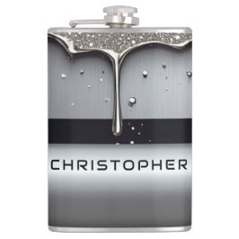 Petaca Nombre personalizado con metal líquido que gotea