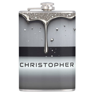 Petaca Nombre personalizado con metal líquido que gotea