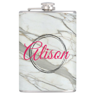 Petaca Nombre personalizado de diseño de fucsia de moda d