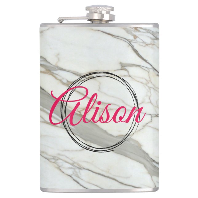 Petaca Nombre personalizado de diseño de fucsia de moda d (Anverso)