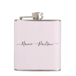 Petaca Nombre personalizado de guión rosado Minimalista m