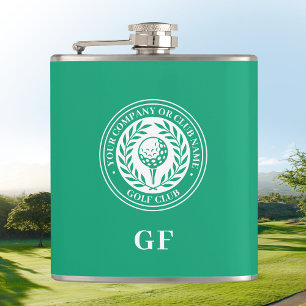 Petaca Nombre personalizado de monograma clásico verde