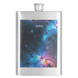 Petaca Nombre personalizado de Swirls celestes de estrell