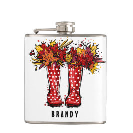 Petaca Nombre personalizado de Wellie Red Boots | Matraz