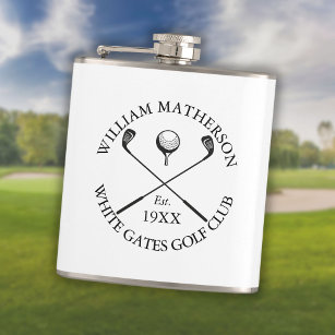 Petaca Nombre personalizado del club de golf clásico