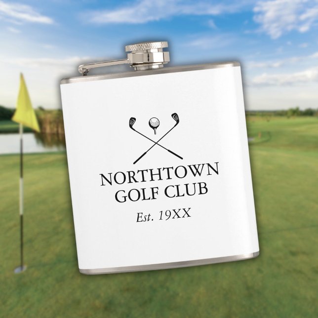 Petaca Nombre personalizado del club de golf clásico (Personalized Classic Golf Club Name Flask)
