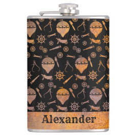 Petaca Nombre personalizado del tema de los globos rustos